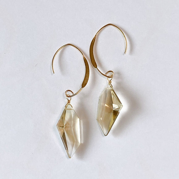 Single spindle cut citrine earrings