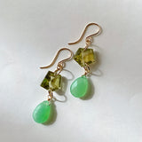 Gemstone chrysoprase and green apatite earrings