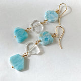 Larimar and crystal triple earrings