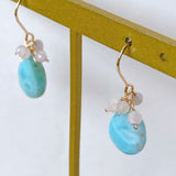 larimar and kunzite bouquet earrings