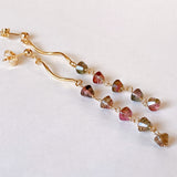 Bicolor tourmaline long earrings