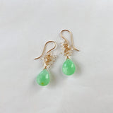 Gemstone chrysoprase and herkimer quartz bouquet earrings