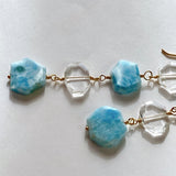 4 long long earrings with larimar and crystal