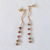 Bicolor tourmaline long earrings