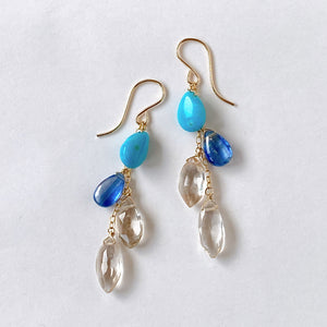 Sleeping Beauty Turquoise, Kyanite and Topaz Earrings