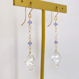 Flower crystal, tanzanite, and moonstone earrings