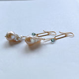 [For Mr. N only] Oyster baroque pearl and green sapphire chain earrings 