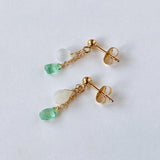 Gem quality emerald and white moonstone earrings