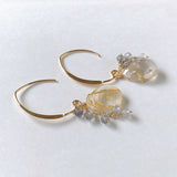 golden rutilated quartz and spinel earrings 