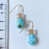 larimar and kunzite bouquet earrings