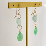 Gem chrysoprase and aquamarine earrings