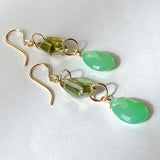 Gemstone chrysoprase and green apatite earrings