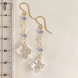 Flower crystal, tanzanite, and moonstone earrings