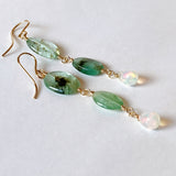 Russian emerald and opal drop earrings (white)