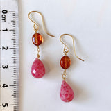 Pink grossular garnet and hessonite garnet earrings