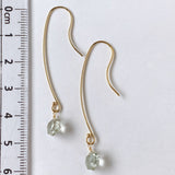 Green amethyst single long hook earrings