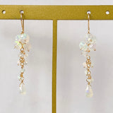 Ethiopian opal flower cluster earrings