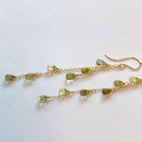 green tourmaline long earrings