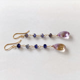 Ametrine and iolite station earrings 