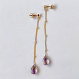 Ametrine long stud chain earrings