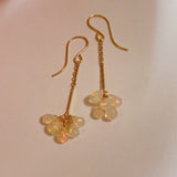 opal pompon earrings