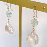 Freshwater poppy pearl and green fluorite earrings