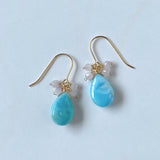 larimar and kunzite bouquet earrings