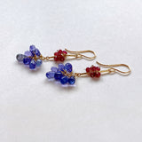 tanzanite and ruby ​​bouquet earrings