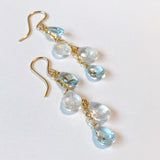 Rainbow moonstone and aquamarine earrings