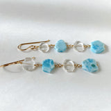 4 long long earrings with larimar and crystal