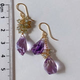 Amethyst, green sapphire and natural zircon asymmetric earrings