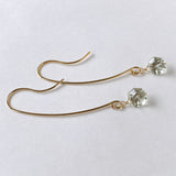 Green amethyst single long hook earrings