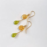 Sphene and citrine flower earrings