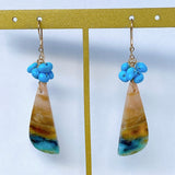 Opalized Wood and Sleeping Beauty Turquoise Bouquet Earrings 