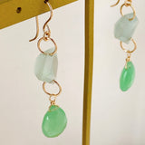 Gem chrysoprase and aquamarine earrings