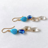 Sleeping Beauty Turquoise, Kyanite and Topaz Earrings