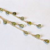 green tourmaline long earrings