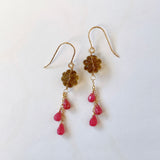 Honey quartz and pink grossular garnet earrings