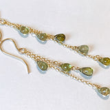 green tourmaline long earrings