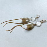 Freshwater pearl and labradorite Yajirobee earrings