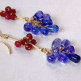 tanzanite and ruby ​​bouquet earrings