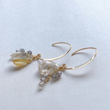 golden rutilated quartz and spinel earrings 