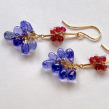 tanzanite and ruby ​​bouquet earrings