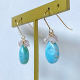 larimar and kunzite bouquet earrings