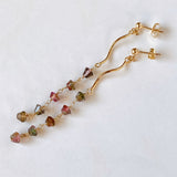 Bicolor tourmaline long earrings