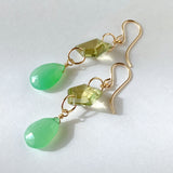 Gemstone chrysoprase and green apatite earrings