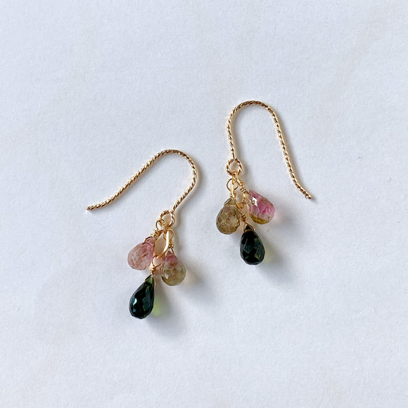 Tourmaline triple earrings short