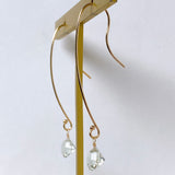 Green amethyst single long hook earrings