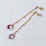 Ametrine long stud chain earrings