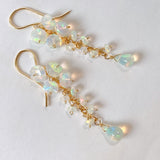 Ethiopian opal flower cluster earrings